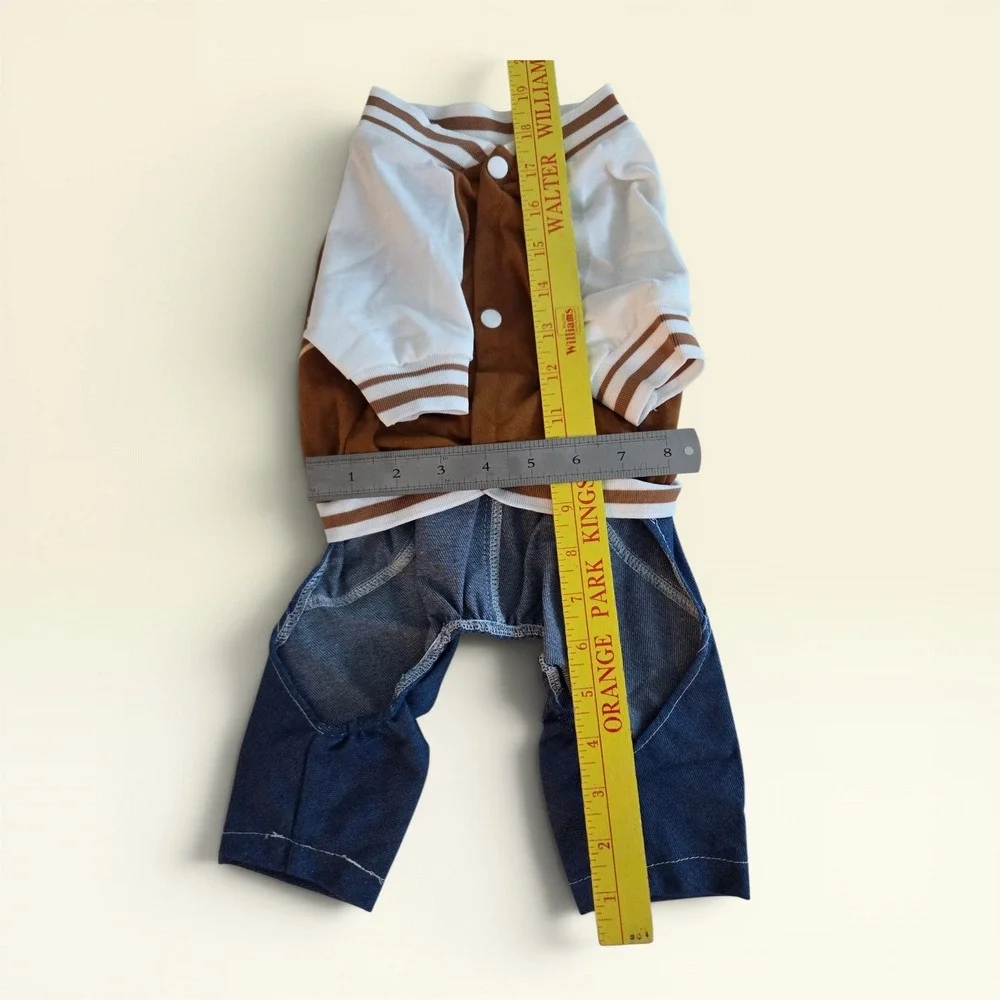 Pet Varsity Jacket Jumpsuit Speed Limit 50 Brown Denim Dog‎ Cat XL